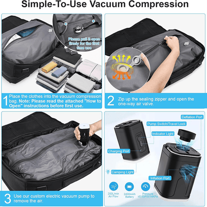 Travel Vacuum Backpack 70L Fit for 17.3 inch Laptop