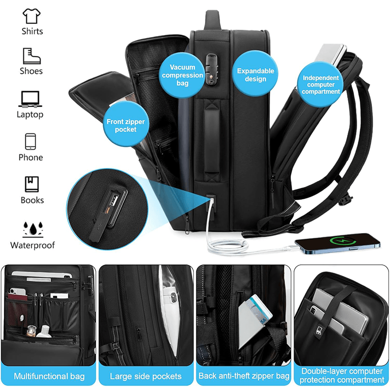 Travel Vacuum Backpack 70L Fit for 17.3 inch Laptop